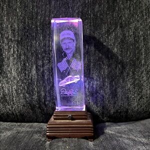 Engraved Dale Earnhardt Crystal Trophy with LED Base